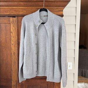 NW/OT J. McLaughlin Grey Joel Wool Cardigan Sweater Size Large